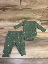 Cloud Island 2pc Ribbed Bodysuit & Pants Set Green sz 3/6m