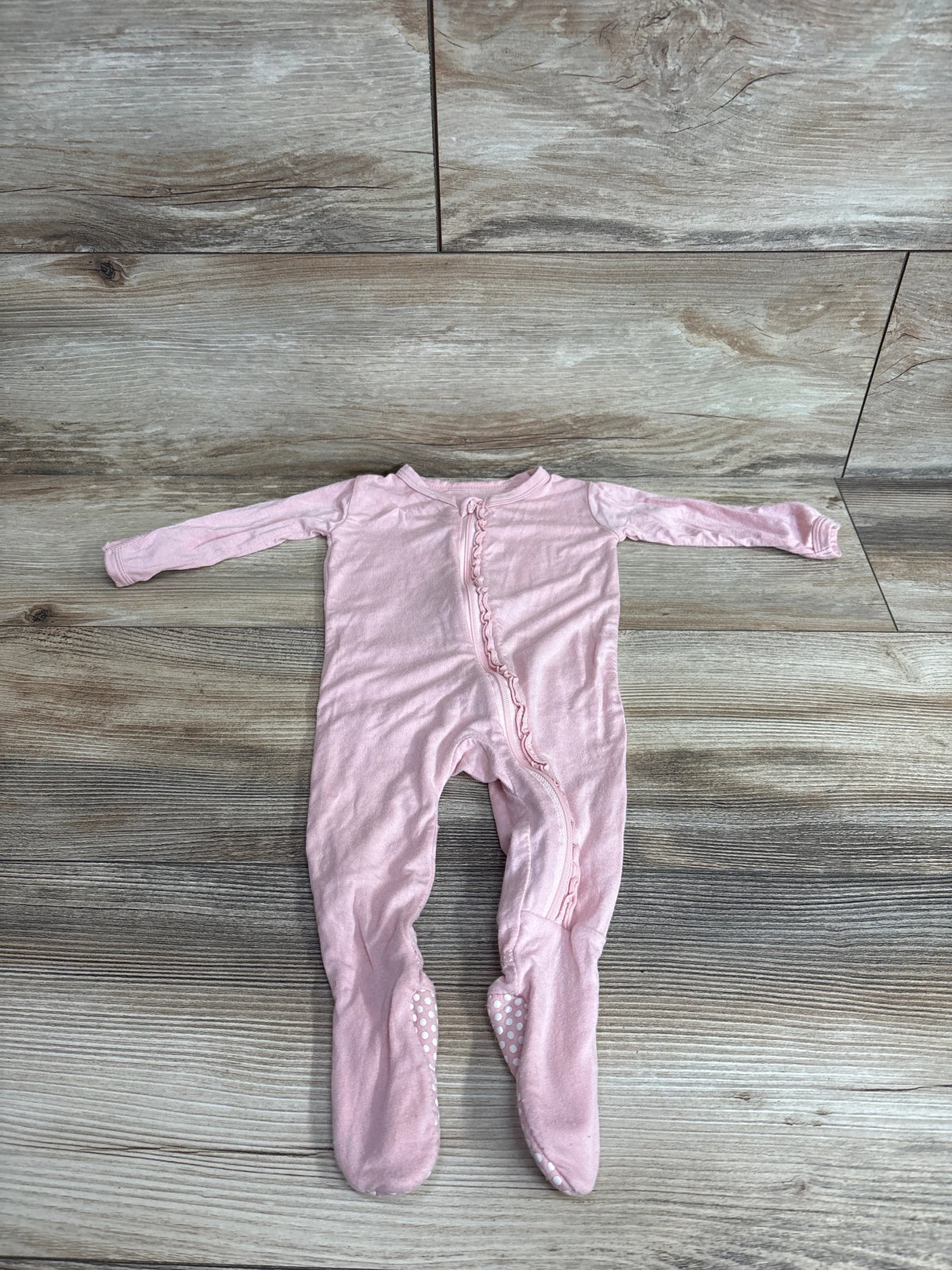 Kickee Pants Bamboo Ruffle Zip Footie Pink sz 3-6m