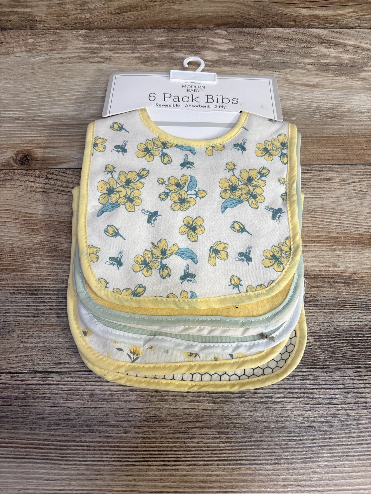 NEW Modern Baby Bibs 6pk Yellow
