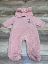 Disney Baby Minnie Mouse Sherpa Hooded Coverall Pink sz 3-6m