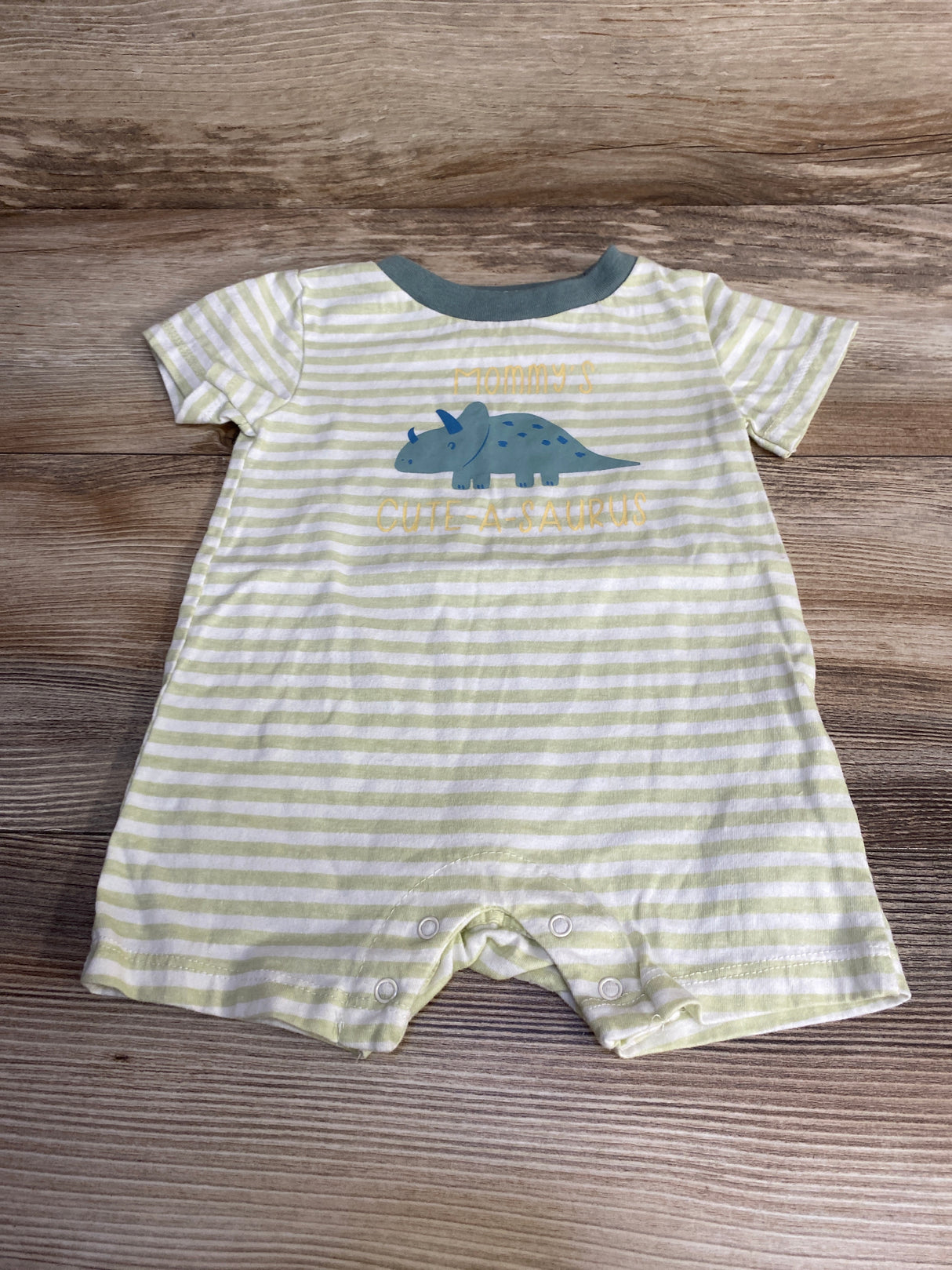 Chick Pea Striped Cute-A-Saurus Romper Green sz 6-9m