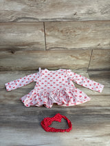 Disney Store 2pc Minnie Mouse Long Sleeve Peplum Top & Headband Set Pink sz 18-24m