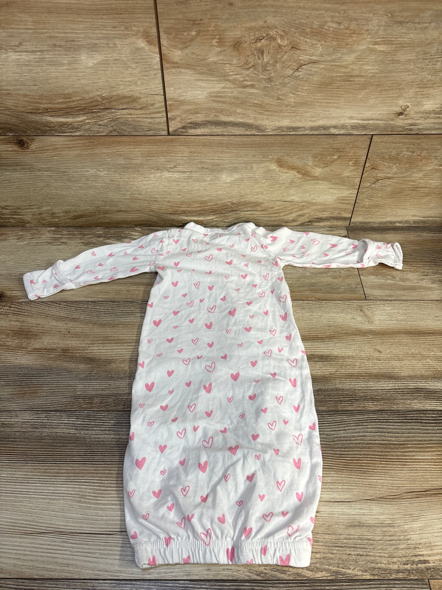 Cambria Baby Heart Print Kimono Sleep Gown White sz 0-6m