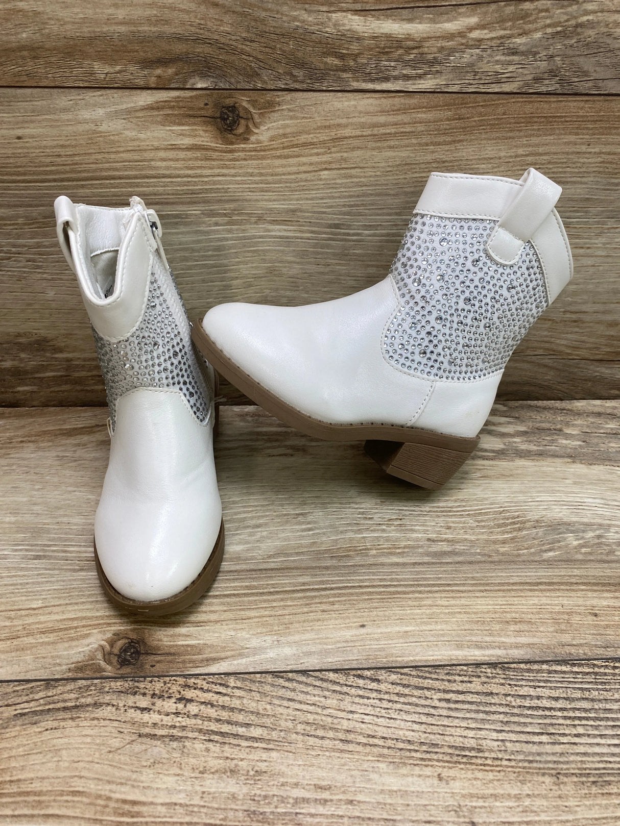 Stepping Stone Toddler Rhinestone Cowgirl Boot White Sz 7c