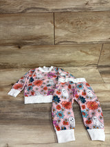 AIMAOMI Halloween Floral Ghost 2pc Swetahsirt Set Pink sz 12m