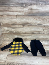 2pc Plaid Hooded Shirt & Pants Black sz 9-12m