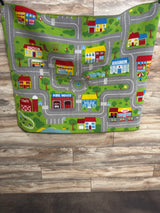 HUAHOO City Street Map Kids' Rug Green 39" x 39"