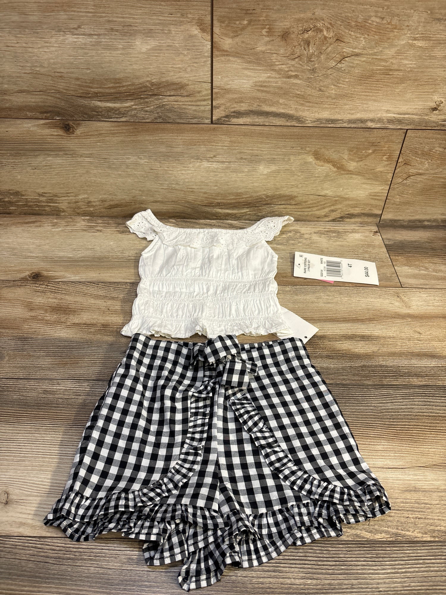 NEW Rare Editions 2pc Smocked Eyelet Top & Skort Set White sz 4T