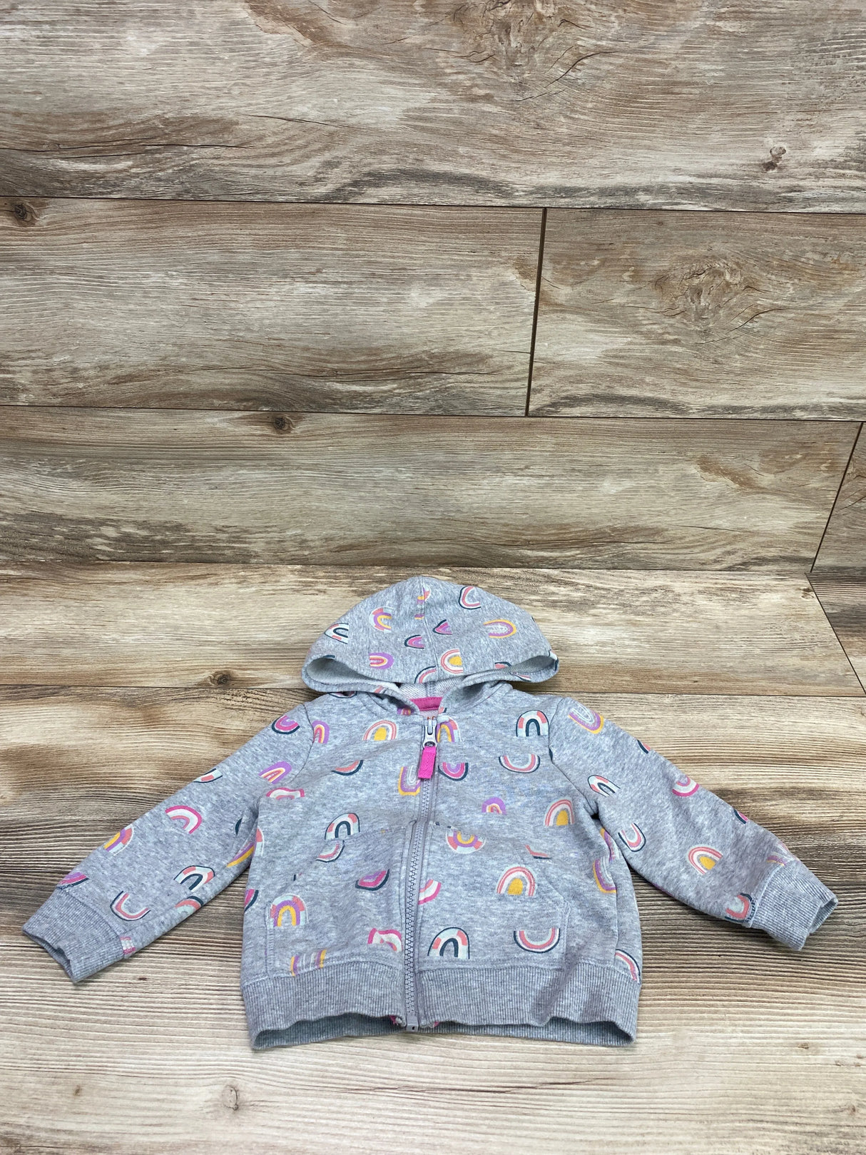 Cat & Jack Rainbow Print Full Zip Hoodie Grey sz 12m