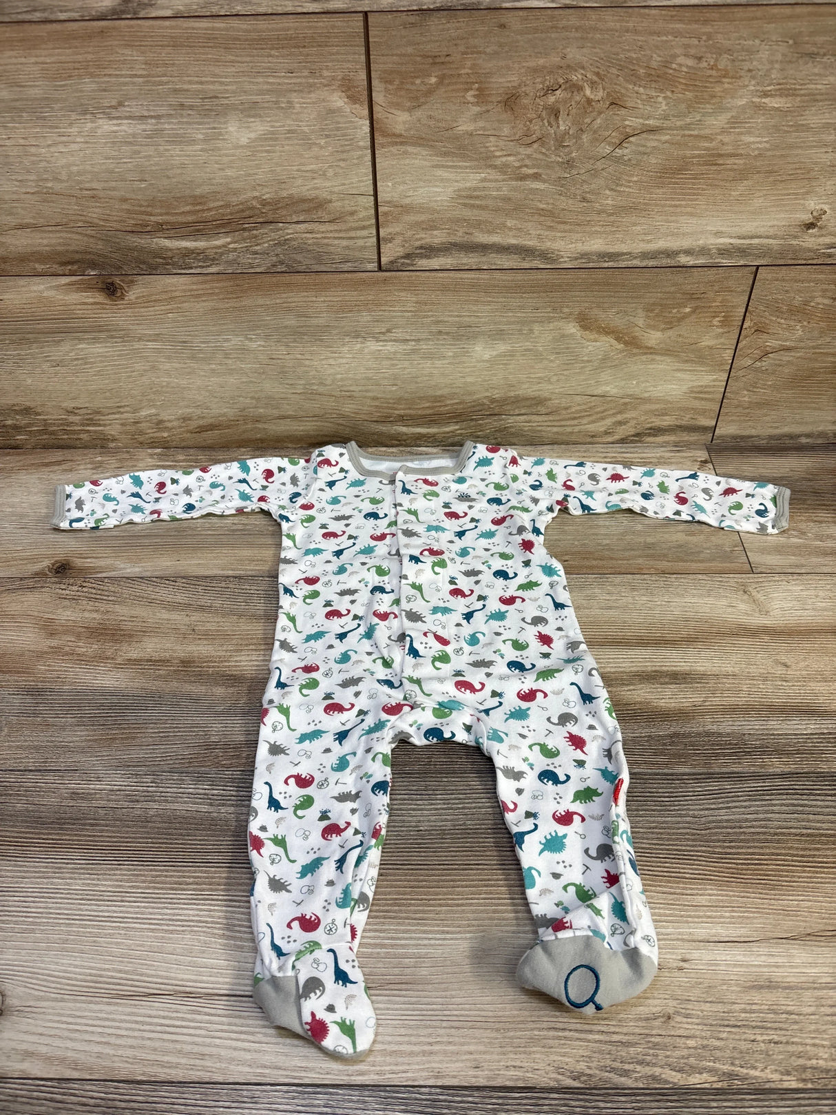 Magnetic Me Organic Cotton Dinosaur Print Footie White sz 3-6m
