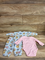 Disney Baby Princess 3pc Sweatshirt, Joggers, & Bodysuit Set Blue sz 9m