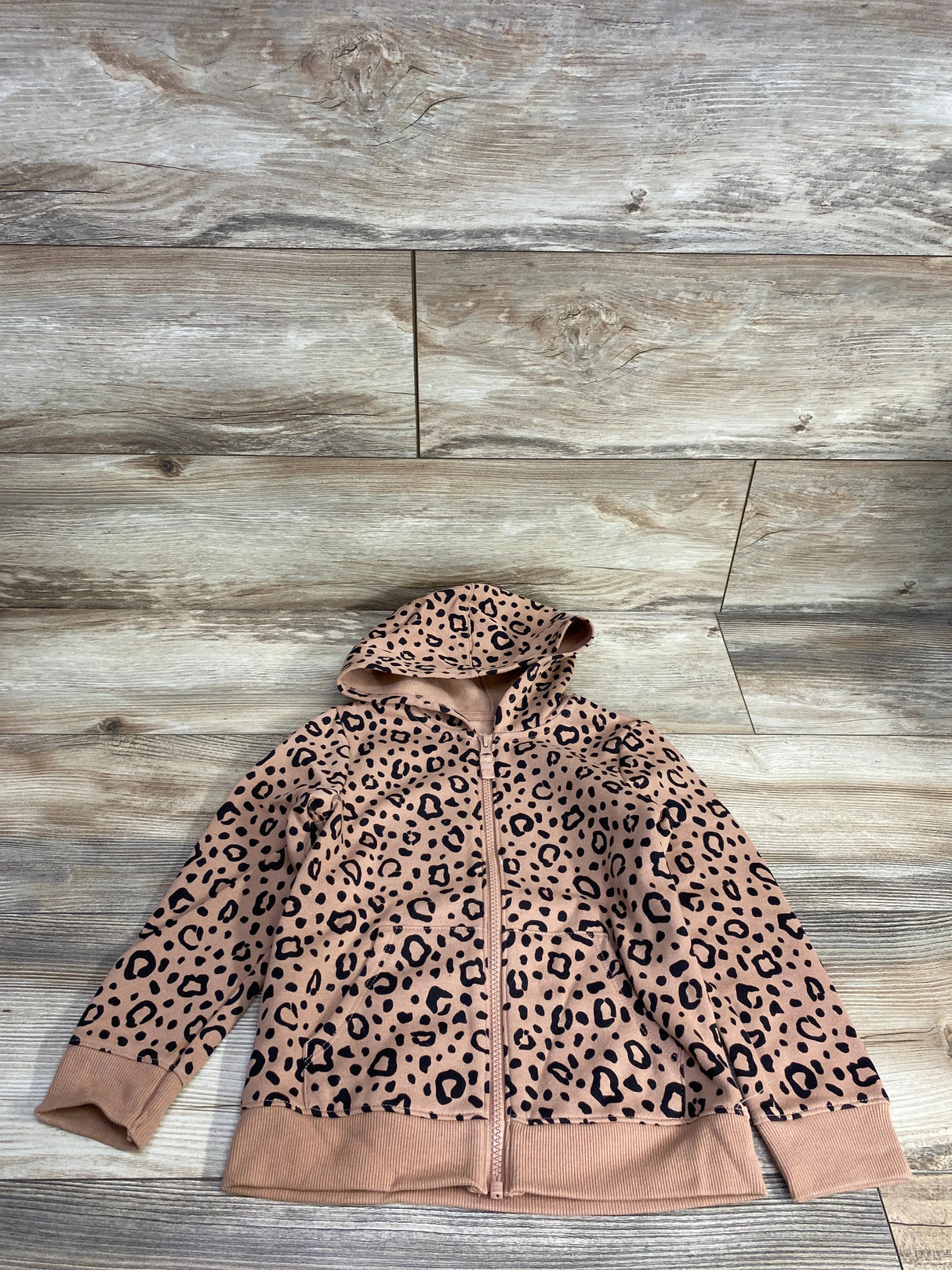 Cat & Jack Leopard Print Full Zip Jacket Brown sz 5T
