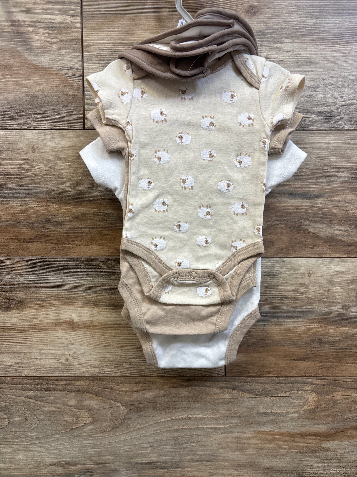 NEW Kyle + Deena 6pc Bodysuit & Bib Set Tan sz 0-3m