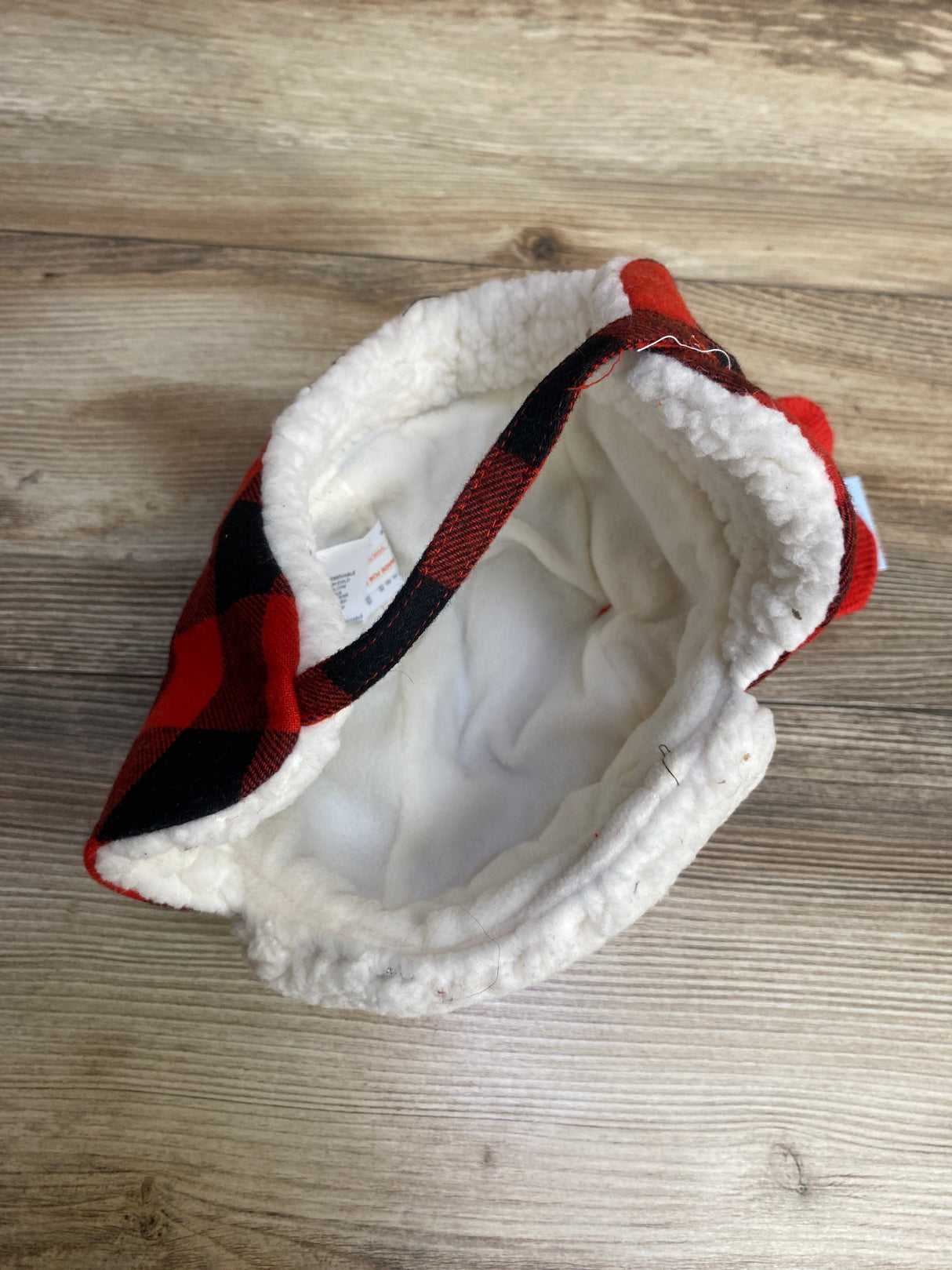 NEW Cat & Jack Buffalo Check Faux Fur Hat & Mitten Set sz 6-12m
