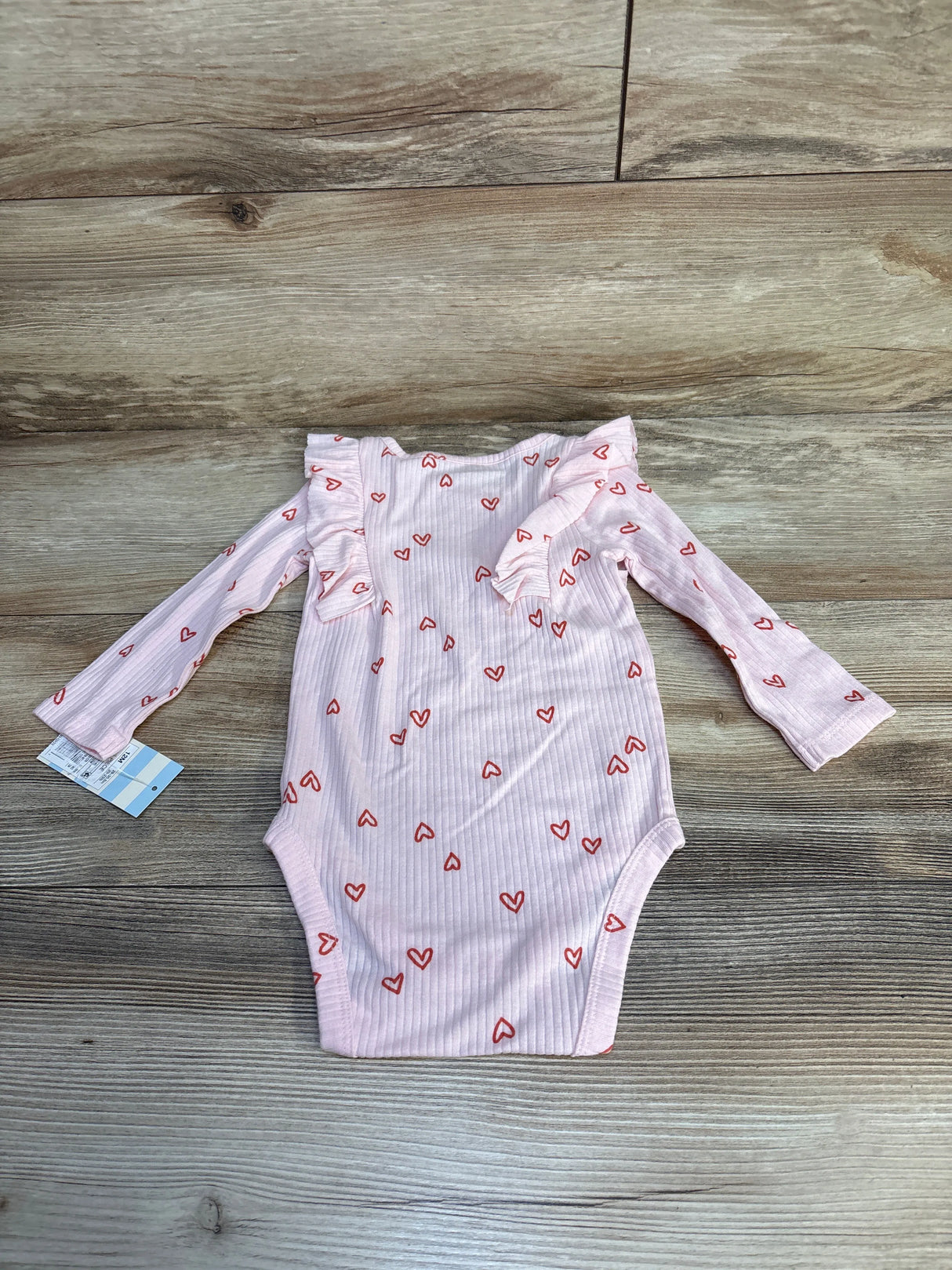 NEW Cat & Jack Ribbed Heart Print Bodysuit Pink sz 12m