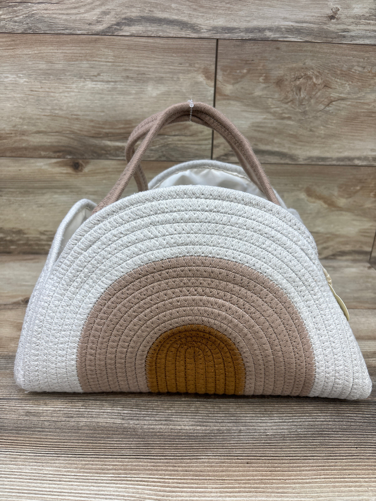 Blissful Diary Woven Cotton Rope Diaper Caddy, Earthy Rainbow