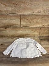 Oshkosh Eyelet Trim Long Sleeve Top White sz 24m