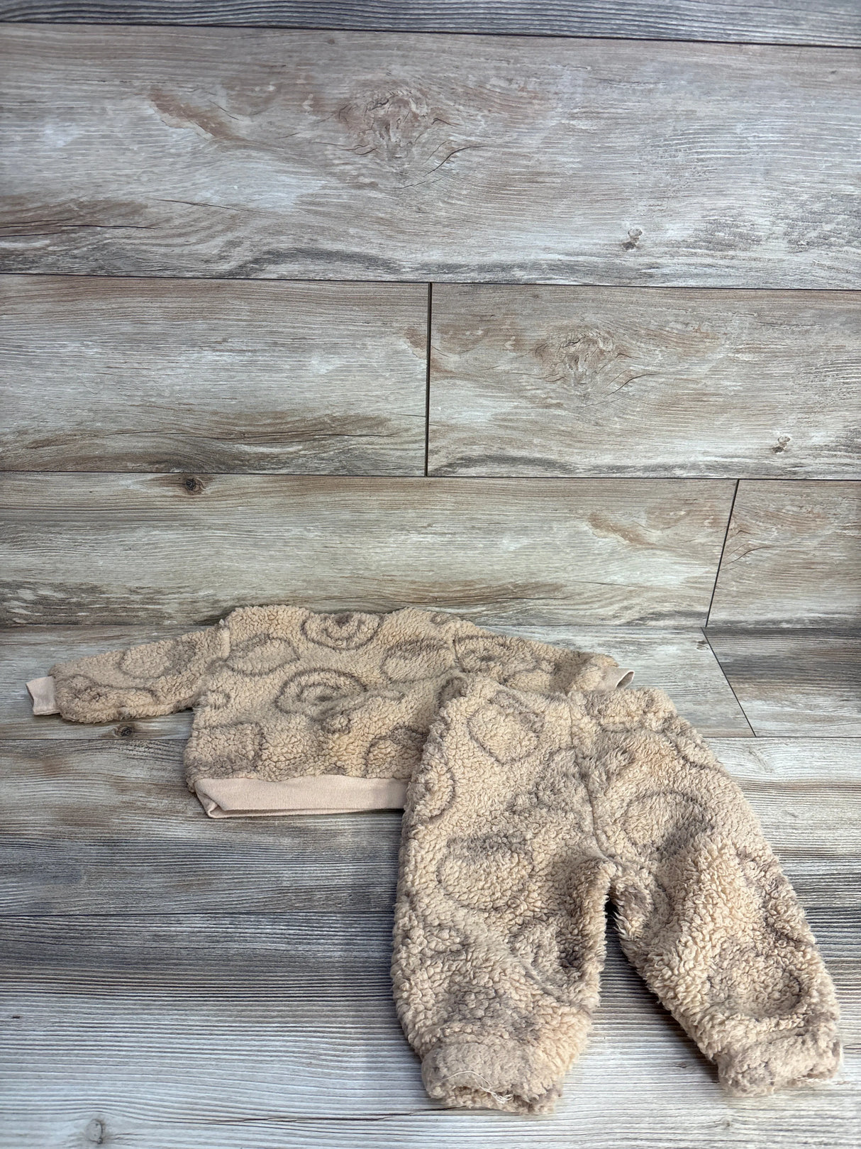 Disney Baby 2pc Plush Winnie The Pooh Pull Over Sweater Set Brown sz 3-6m