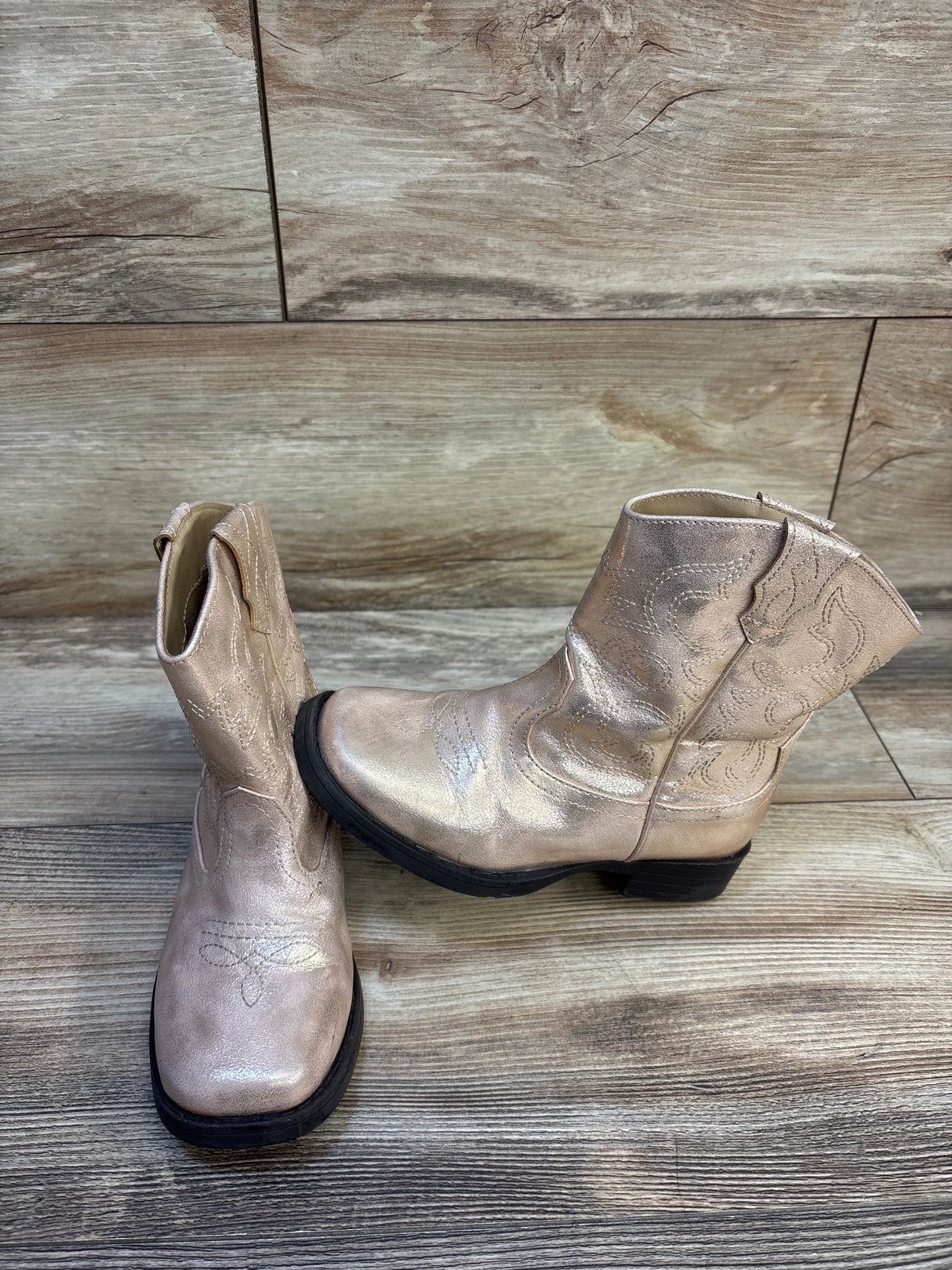 Wonder Nation Metallic Western Cowgirl Boots Gold sz 12c