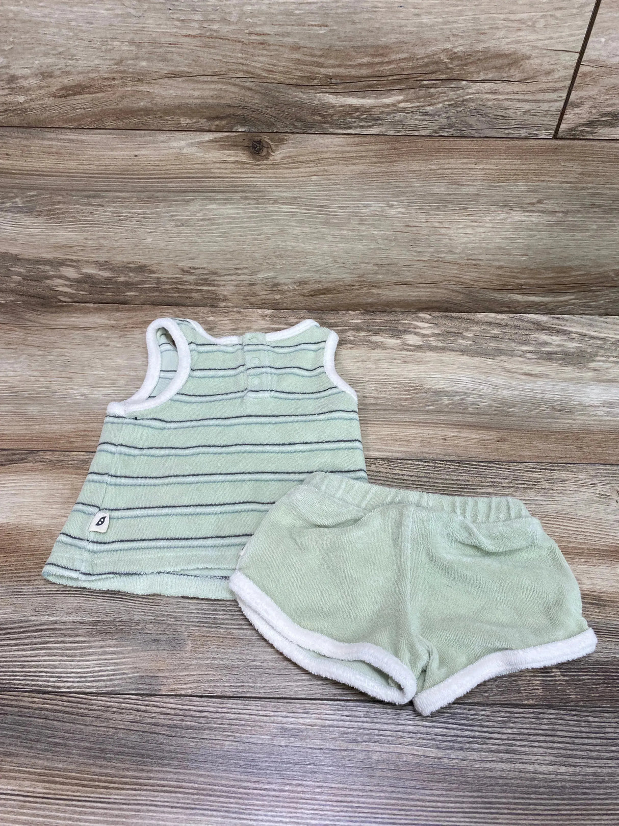 Easy-Peasy 2pc Striped Tank Top & Shorts Green sz 0-3m