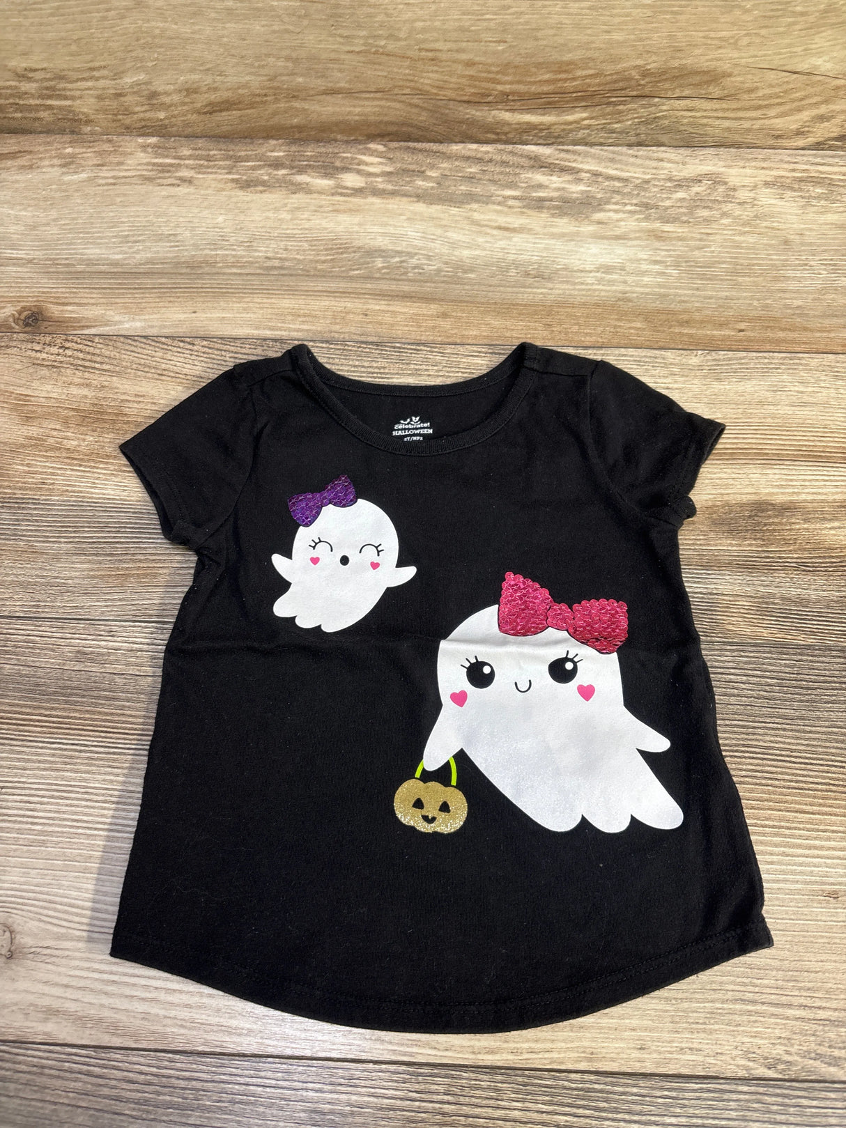 Way To Celebrate! Halloween Ghost Shirt Black sz 2T