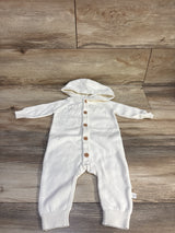 Little Planet Organic Sweater Knit Pointelle Hooded Coverall Ivory sz 6m
