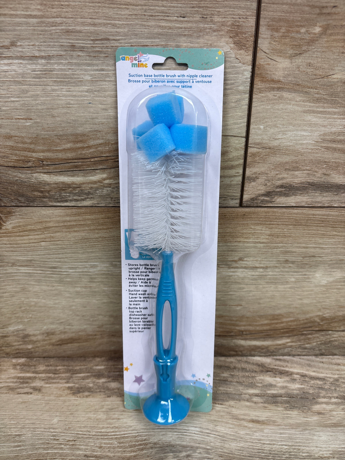 NEW Angel Mine Suction Base Bottle Brush with Nipple Cleaner