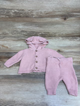 Just One You 2pc Knit Hooded Button-Up Cardigan & Pants Set Pink sz Newborn
