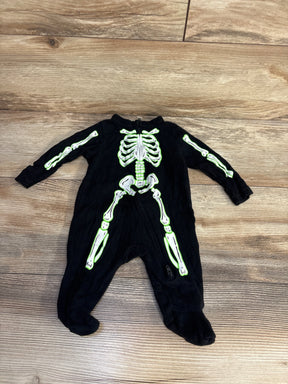 Black baby skeleton costume with glow-in-the-dark bones, perfect for Halloween or dress-up play.