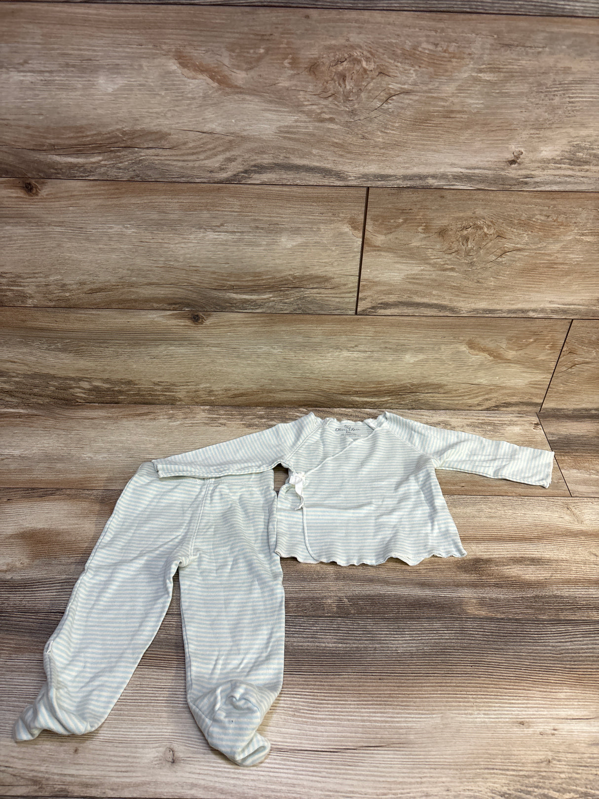 Oliver & Rain 2pc Striped Shirt & Footed Pants Set Blue sz 9m
