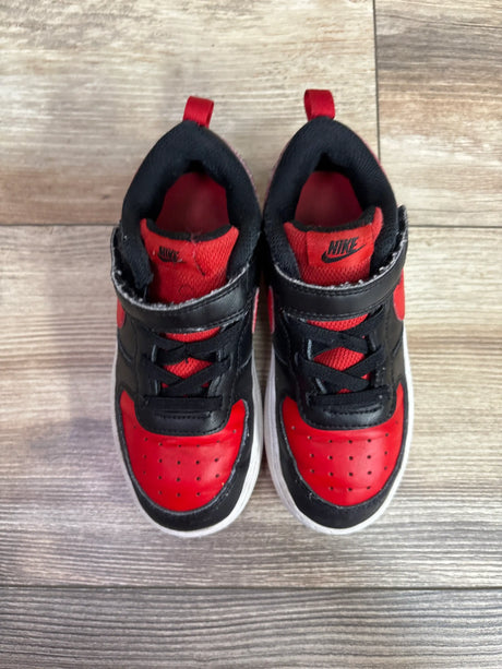 Top view of Nike Court Borough Low 2 TDV Bred sneakers showcasing red and black color blocking