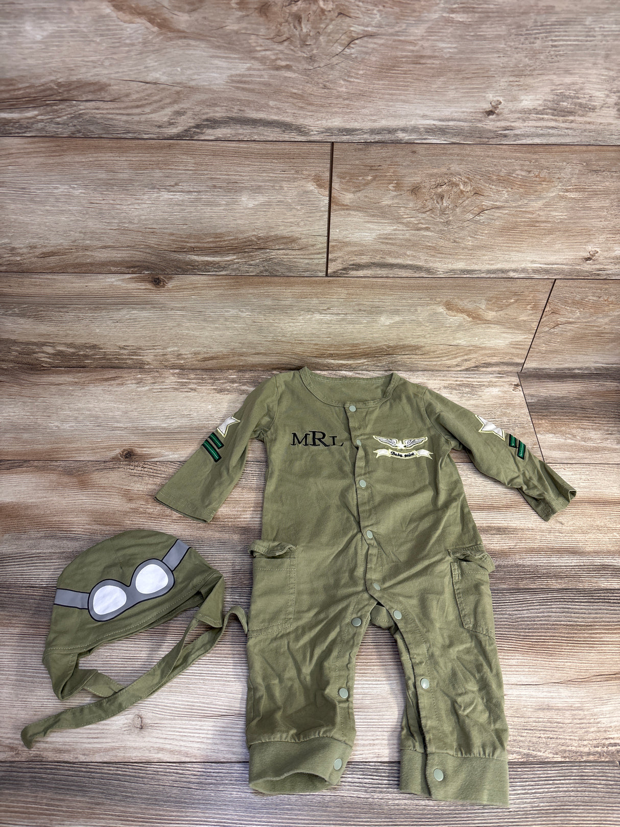 2pc Aviator Baby Pilot Costume Green sz 12-18m