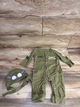 2pc Aviator Baby Pilot Costume Green sz 12-18m