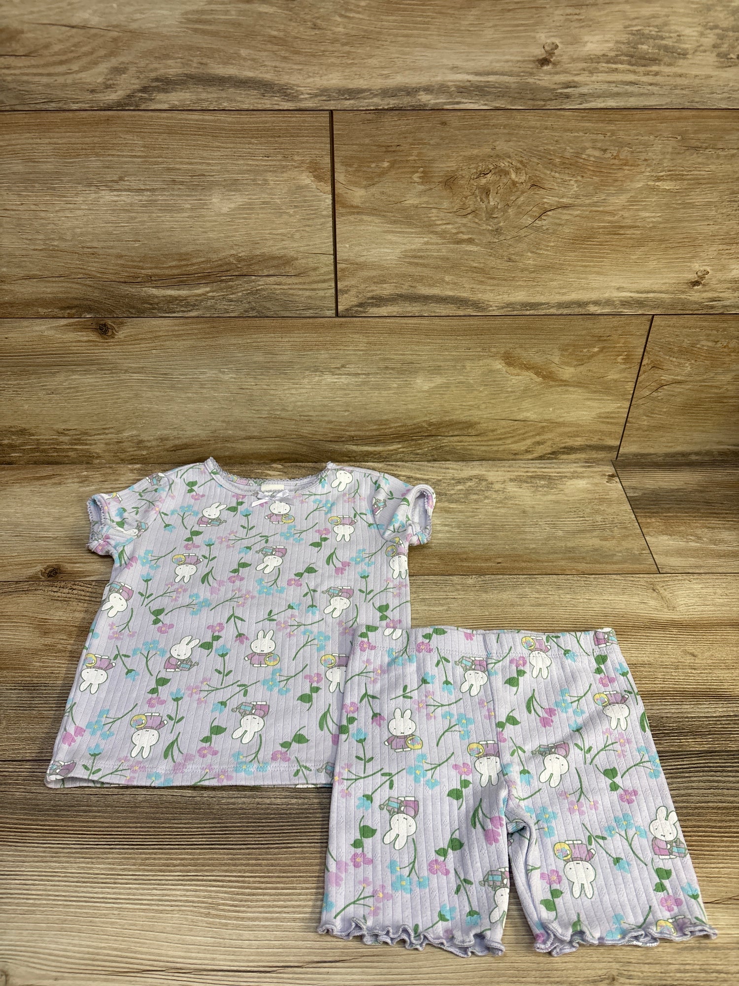 Miffy 2pc Pointelle Knit Shirt & Shorts Set Purple sz 3T