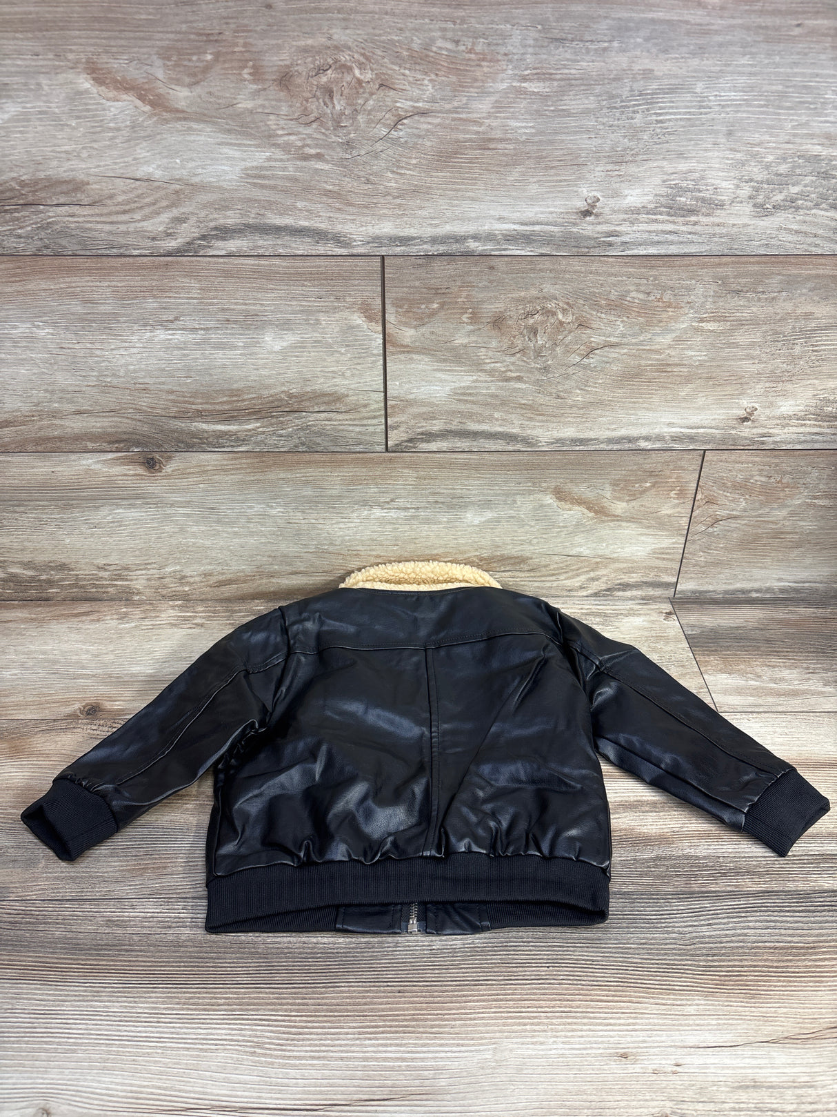 Pleather Full Zip Jacket Black sz 12-18m
