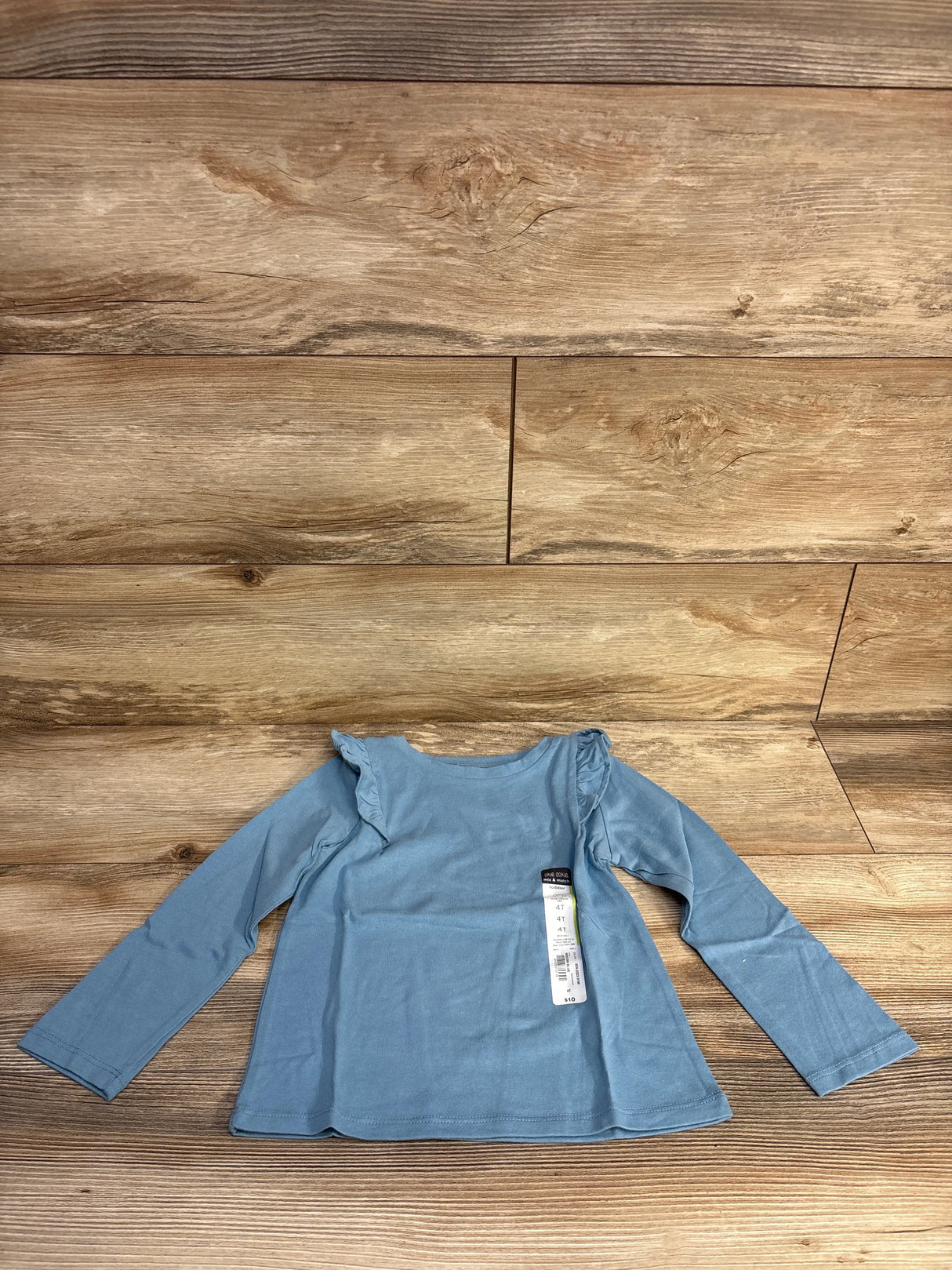 NEW Okie Dokie Ruffle Long Sleeve T-Shirt Western Blue sz 4T