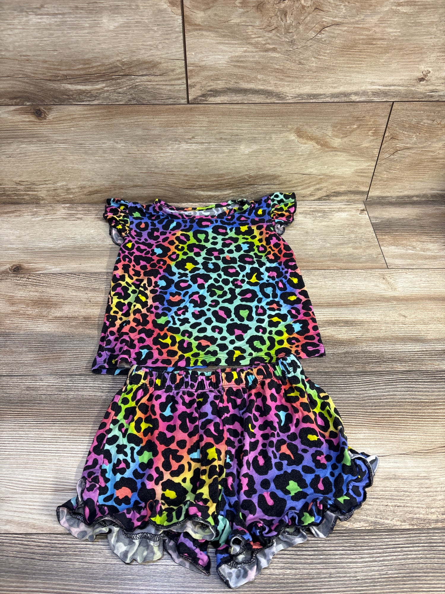 Little Snugglers Bamboo 2pc Leopard Pajama Set Multicolor sz 4T