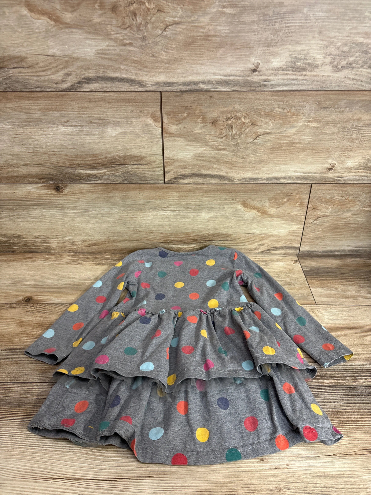 Hanna Andersson Polka Dot Tiered Dress Grey sz 4T