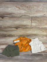 NEW Carter's 3pc Button-Up Shirt, Tank Top, & Shorts Set Orange sz Newborn