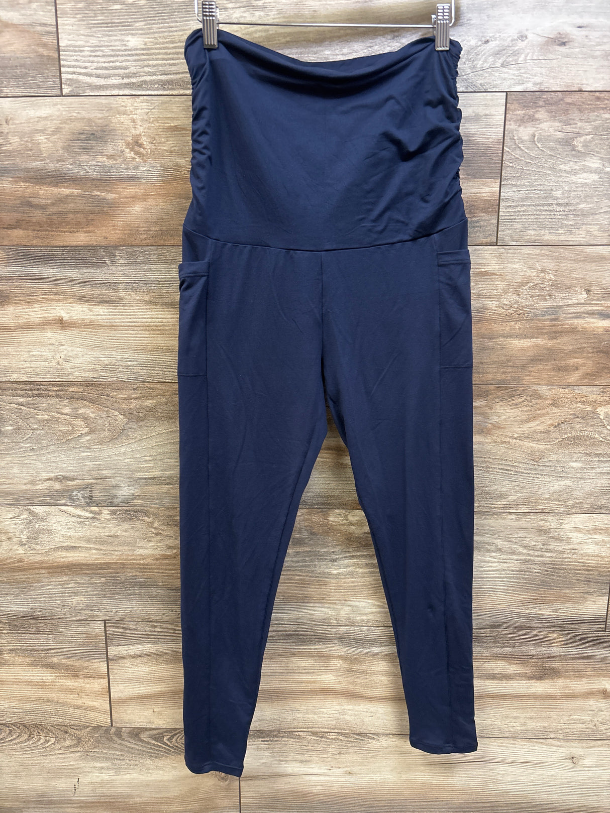 Maternity Ruched Over-Belly Leggings Navy sz Large