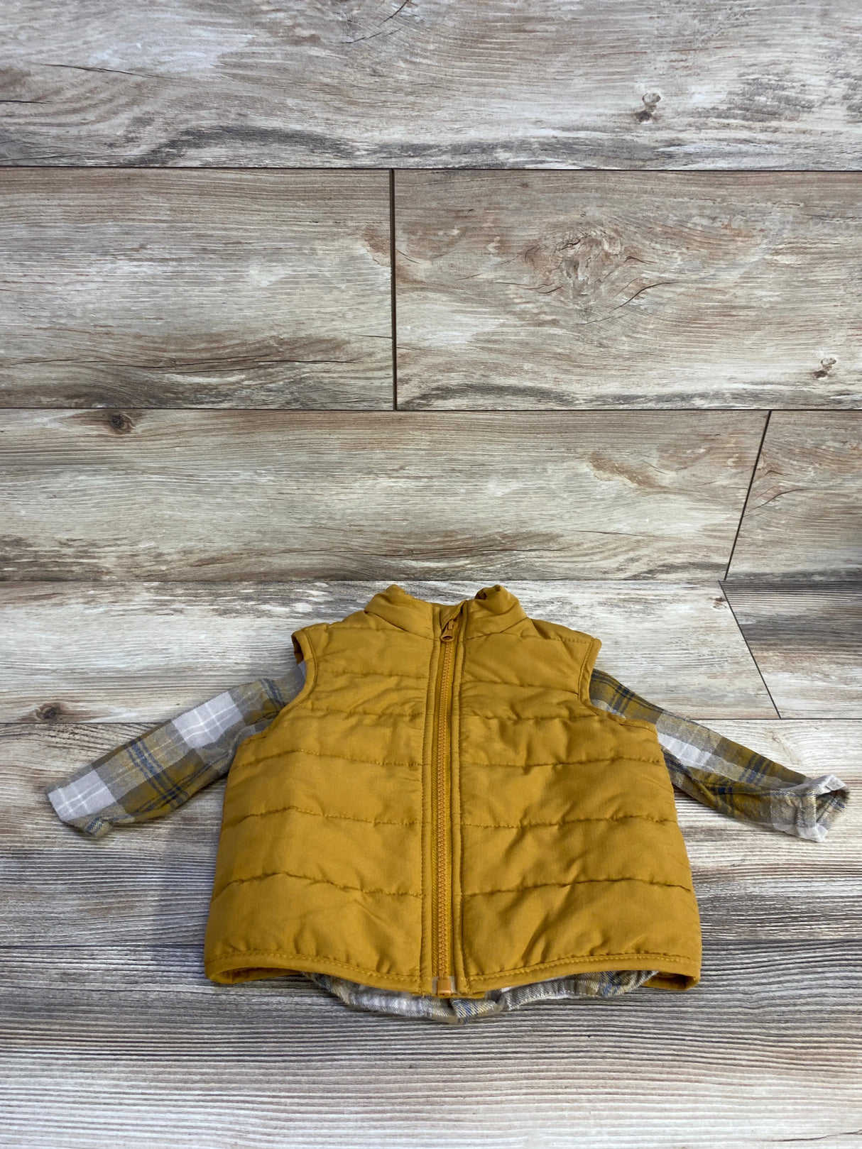 Petit Lem's 2pc Plaid Flannel & Vest Set Brown sz 12m