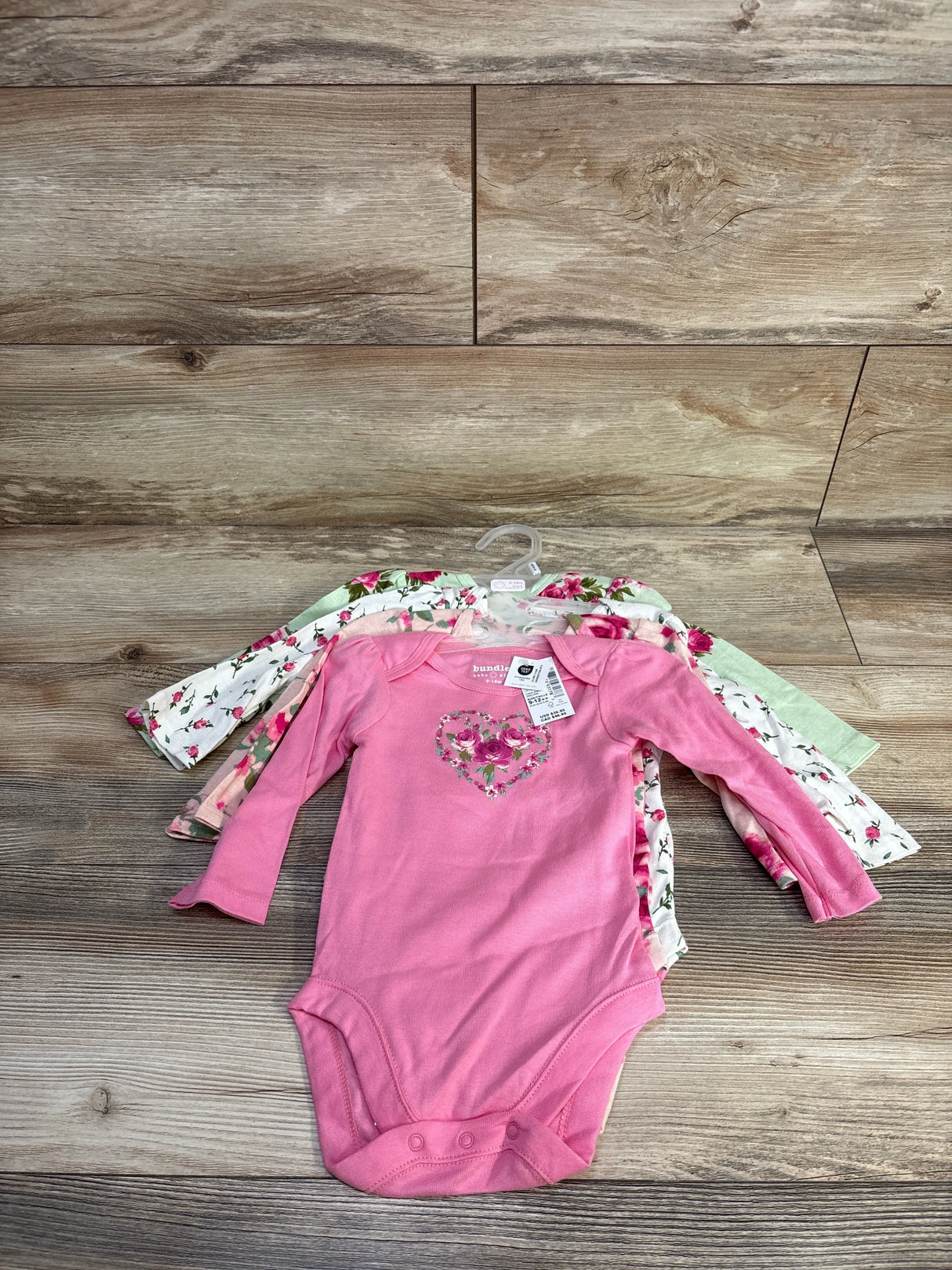 NEW Children's Place 4pk Long Sleeve Bodysuits Pink sz 9-12m