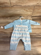 NEW Cat & Jack 2pc Quilted Happy Together Shirt & Pants Set Blue sz 0-3m