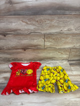 Peace Love Softball 2pc Shirt & Shorts Set Red sz 3T