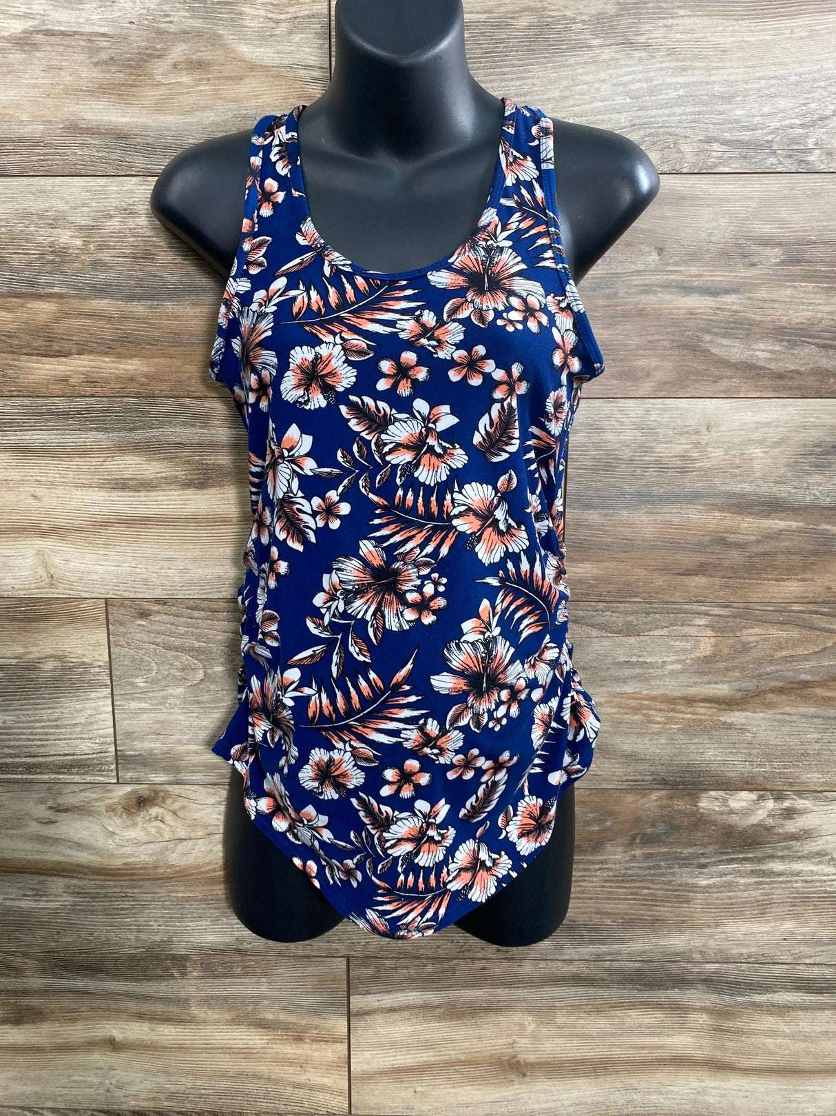 Derek Heart Maternity Floral Tank Top Blue sz Medium