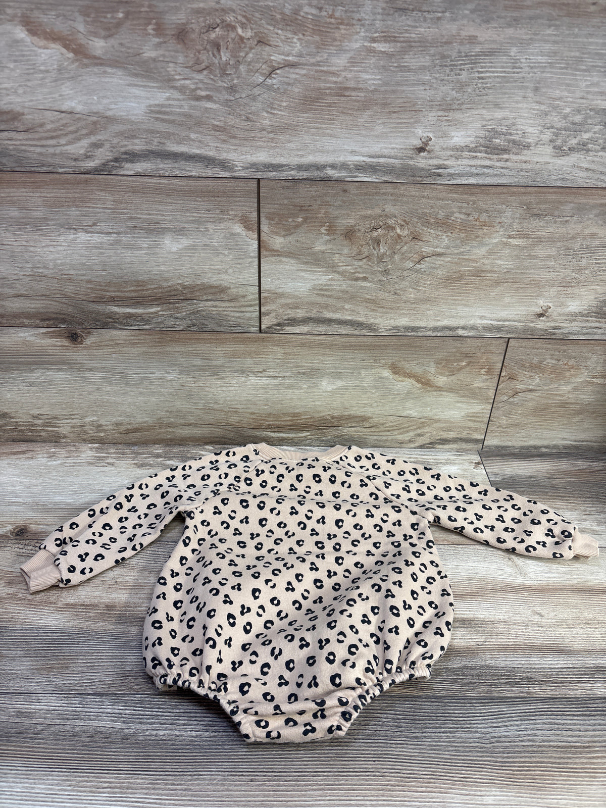 Old Navy Leopard Print Sweatshirt Bubble Romper Tan sz 18-24m