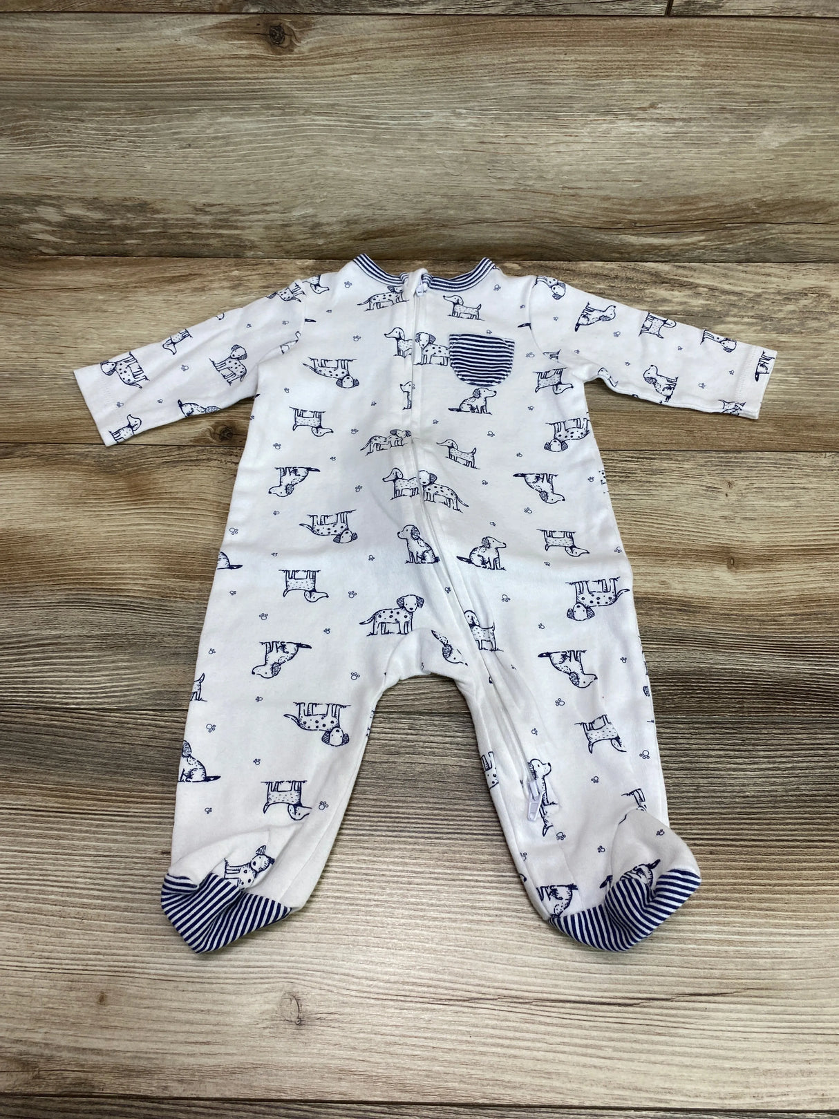 Little Me Dog Print Sleeper White sz 3m