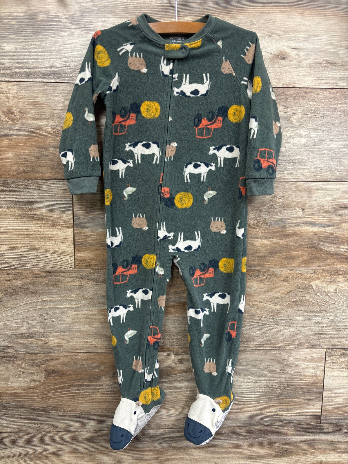Child Of Mine Farm Blanket Sleeper Green sz 3T