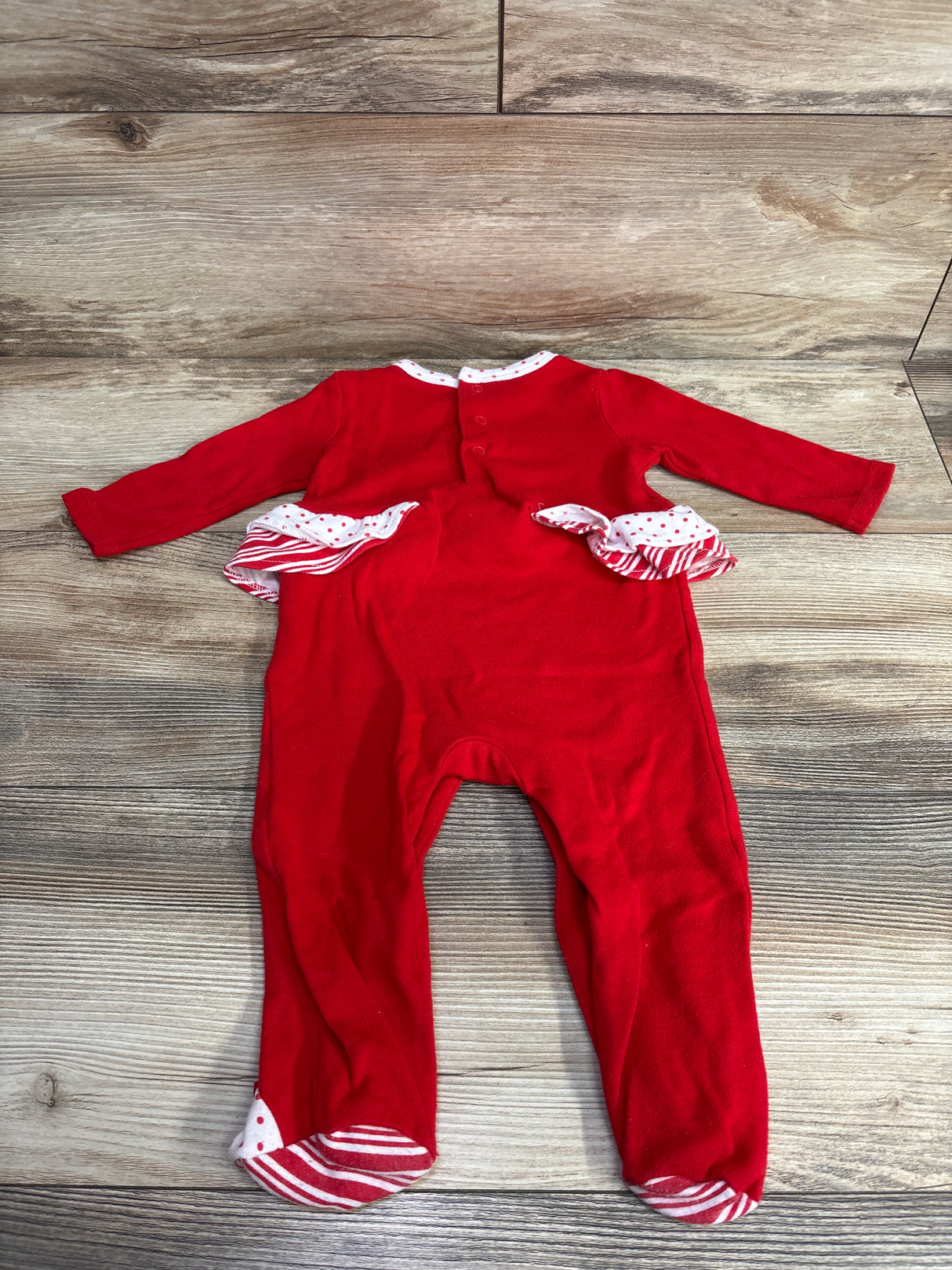 Baby Essentials Ruffled Santa Coverall Red sz 9m