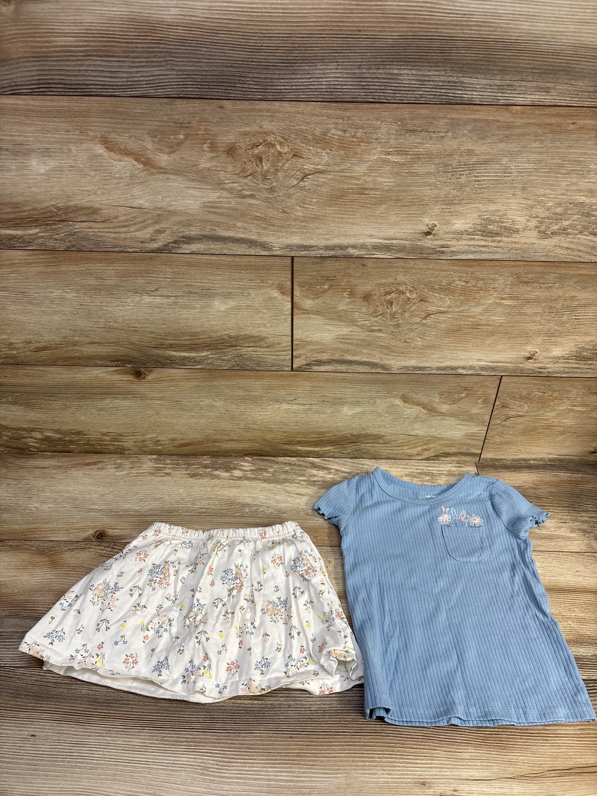 Carter's 2pc Ribbed Bunny Shirt & Skort Set Blue sz 4T